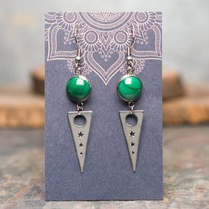 Malachite Stainless Steel Earrings